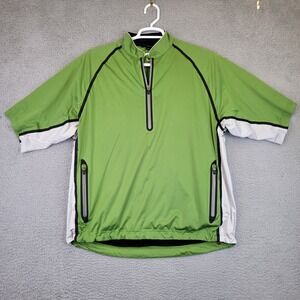 Sun Mountain Cycling Shirt Mens L Short Sleeve Windshirt Green 1/4‎ Zip Biking